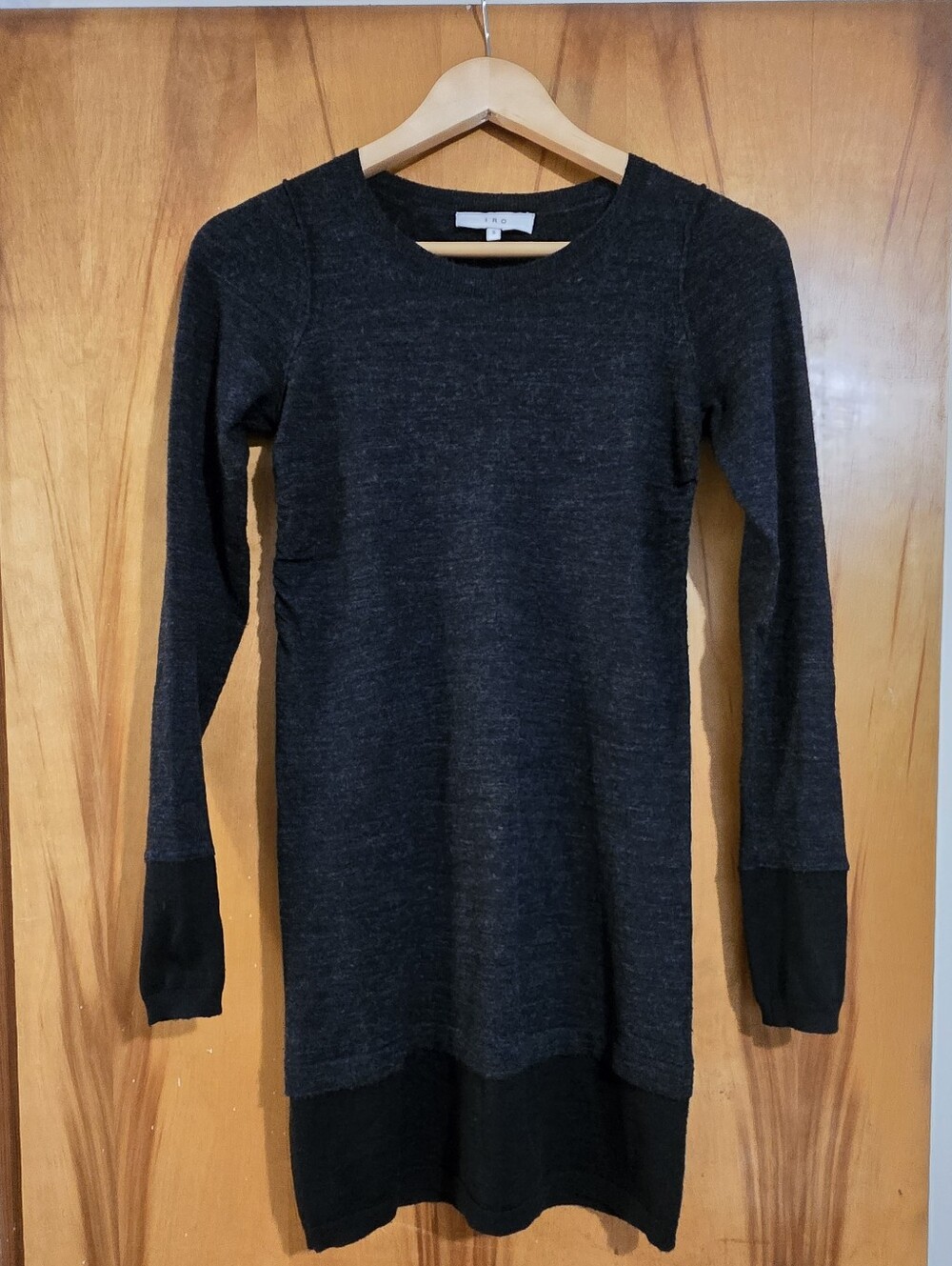 IRO Sylvia Charcoal Long Sleeve Dress Small